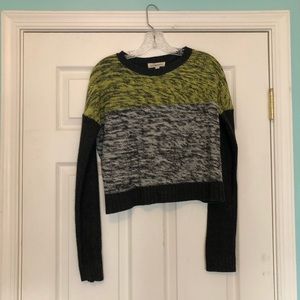 Thick color block cropped sweater
